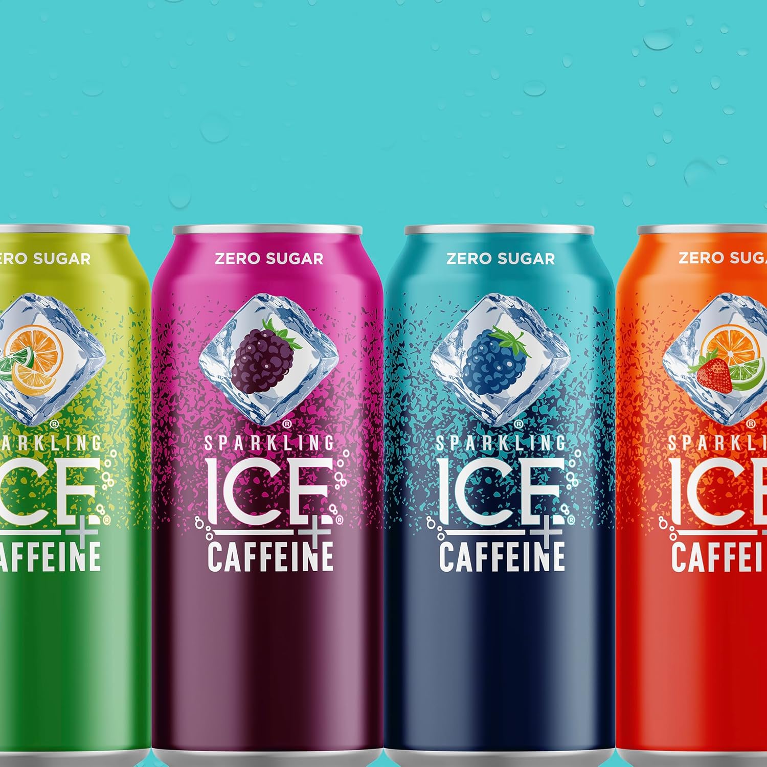 Sparkling Ice +Caffeine Variety Pack, Flavored Sparkling Water, Zero Sugar, with Vitamins and Antioxidants, 16 fl oz, 12 count (Citrus Twist, Black Raspberry, Blue Raspberry, Strawberry Citrus)