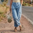 thumbnail image 5 of Edvintorg Women Cargo Pants Plus Size Fashion Outdoor Hiking Travel Elastic Waisted Casual Workout Cuffed Trouser with Pockets Women's Clothes Light Blue M, 5 of 7