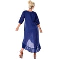 thumbnail image 2 of Ladies 100% Linen Dress with 3/4 Sleeve and Ruffled Hem, 2 of 2