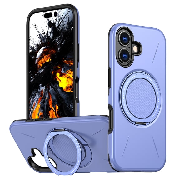 ELEHOLD Case for iPhone 17, Shockproof Impact-Resistant Protective Cover with Stand, Compatible Magnetic Accessory,Purple