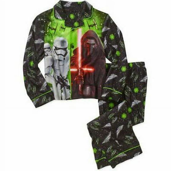 Star Wars 2 PC Long Sleeve Button Down Pajama Set Boy Size 8