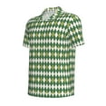 thumbnail image 2 of Balery Light Green Squares Printed Men’s Short Sleeve Polo Shirt, Midweight Men's Shirt,Golf Polo shirts -X-Large, 2 of 9