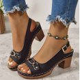 thumbnail image 3 of Block Heel Sandals for Women 2026 Summer Trendy Pu Leather Open Toe Slingback Heeled Dressy Sandals, 3 of 8
