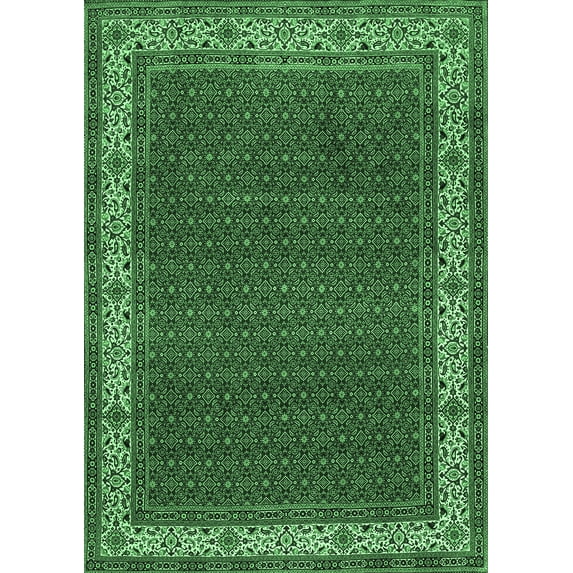 Ahgly Company Indoor Rectangle Persian Emerald Green Traditional Area Rugs, 2' x 5'