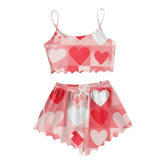 silk pajama sets for women with long sleeve and pants elegant sleepwear Women's Casual Print Pajama Shorts Set