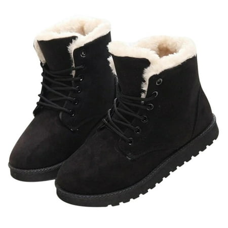 

Duretiony Fluffy Snow Boots Thick Fleece Lined Warm Women Winter Ankle Boots