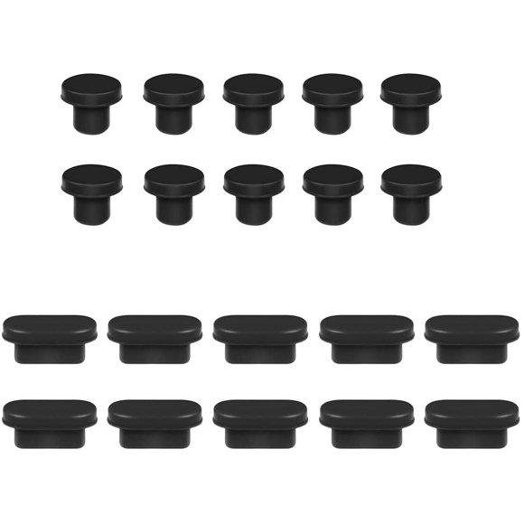 Hemobllo 10 Paires Écouteurs Jack Anti-Poussière et Prise Port de Type C pour les Téléphones Android Ordinateur Portable 3.5mm (Noir)