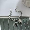 thumbnail image 5 of GKNET 925 Sterling Silver Woman Chain Bracelet Cat Heart Pendant Tassel Bangle Jewelry, 5 of 5
