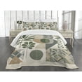 thumbnail image 3 of Ambesonne Monstera Quilted Bedspread Set 3 Pcs, Minimalist Floral Romance, King Size, Pale Reseda Green Sepia, 3 of 5