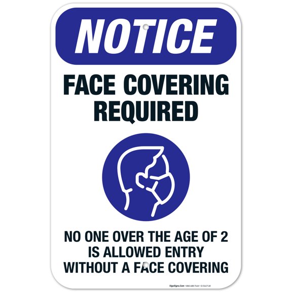 Masks Required Sign, 12x18 Aluminum