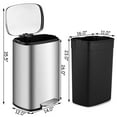 thumbnail image 3 of Gymax 13.2 Gallon Trash Garbage Can Stainless Steel Airtight Soft Close Bin W/ Bucket, 3 of 10