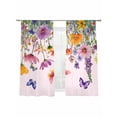 thumbnail image 2 of Pink Spring Floral Sheer Curtains 72 Inches Long 2 Panels Set, Window Sheer Curtains for Living Room/Bedroom, Farmhouse Flowers Butterfly Watercolor Light Filtering Rod Pocket Curtain 52''x72''x2, 2 of 8