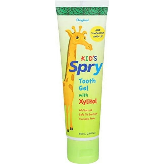 Spry Xylitol Fluoride-Free Toothpaste for Kids, Original Flavor, 2 fl oz, 3 pack