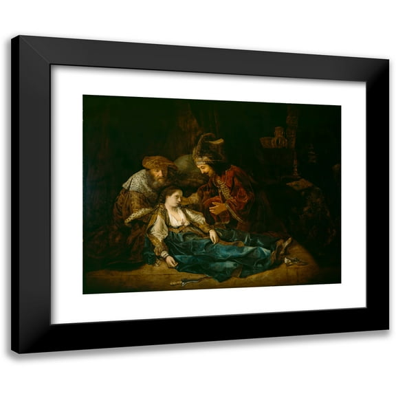 school of Rembrandt van Rijn 14x12 Black Modern Framed Museum Art Print Titled - The Death of Lucretia (Mid-1640s)