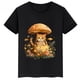 thumbnail image 3 of Camiseta de algodón de verano para niños con estampado de gato y hongo, camisetas personalizadas de manga corta negras para niños y niñas, 3 of 5