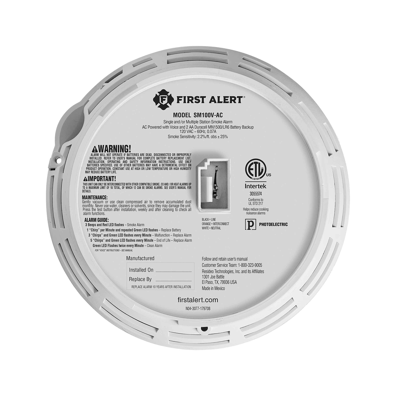 First Alert Voice Alert Hard-Wired Photoelectric Smoke Detector photo 5