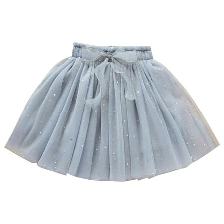 

PMVFHDE Wedding Dress Tie Little Child Girls Skirt Tutu Dancing Skirt Girls Net Half Skirt Short Skirt Son Skirt Grey 3-4 Years