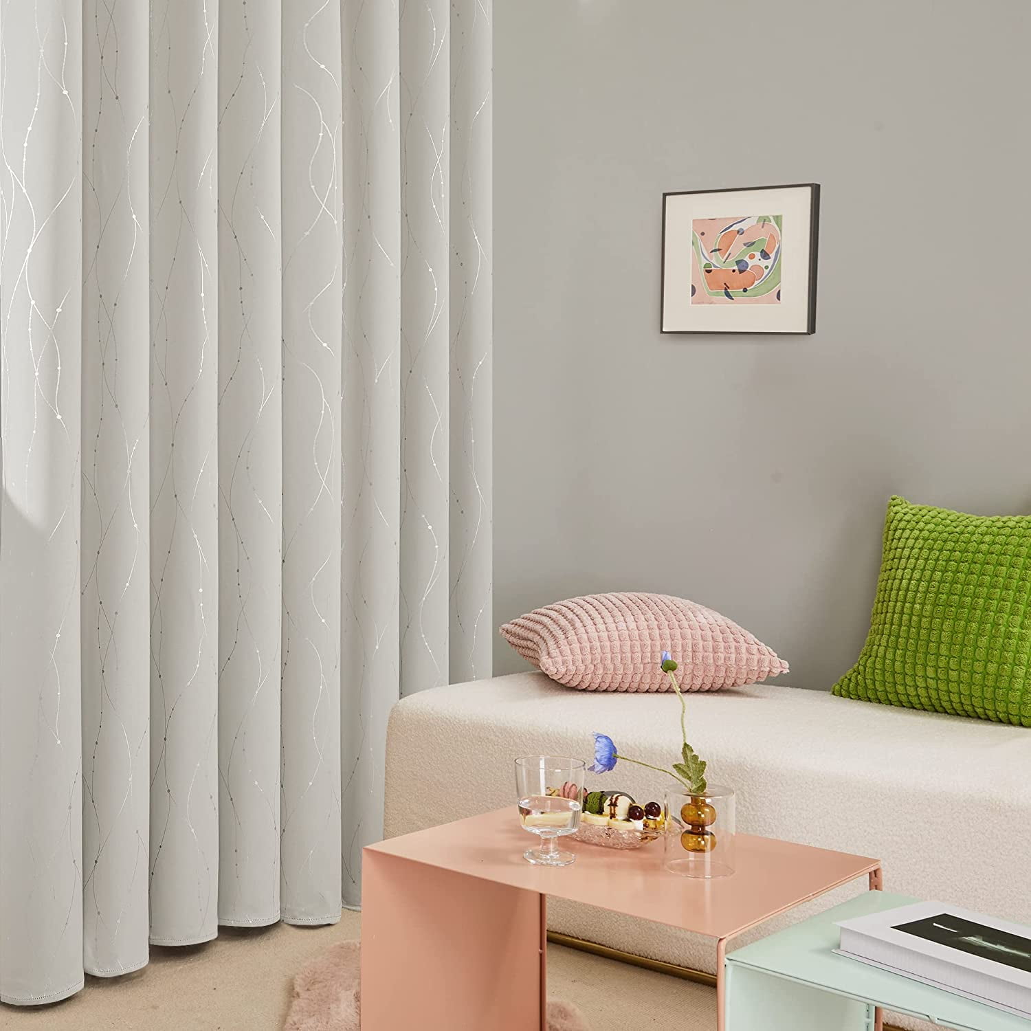 Lot De 2 Rideaux Isolant Thermique A Oeillets 140 X 260 Cm Velours Relief Polarchic Gris 89682433