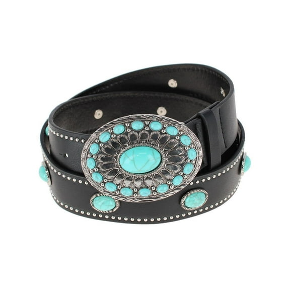 CTM  Western Bohemian Turquoise Buckle Belt (Women)