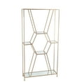thumbnail image 2 of Privilege Metal Shelf with Mirror Tops and Hexagonal Geometric Theme in Gold, 2 of 2