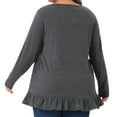 thumbnail image 4 of DARING DIVA Women's Plus Casual Long Sleeve Ruffled Hem Blouse 4X Dark Gray, 4 of 6