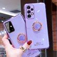 thumbnail image 2 of Funda de teléfono con soporte de anillo chapado de lujo para Samsung Galaxy A72 A52 A32 4g 5g A12 A42 A51 A71 A31 M31 M51 A21s, funda de silicona con soporte, 2 of 4
