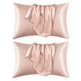 thumbnail image 2 of Oliegs Heated Blanket Pure Color Silk Like Pillowcase Envelope Pillow 2pc (50×66cm) Fabric Comfortable And Chocolate, 2 of 5