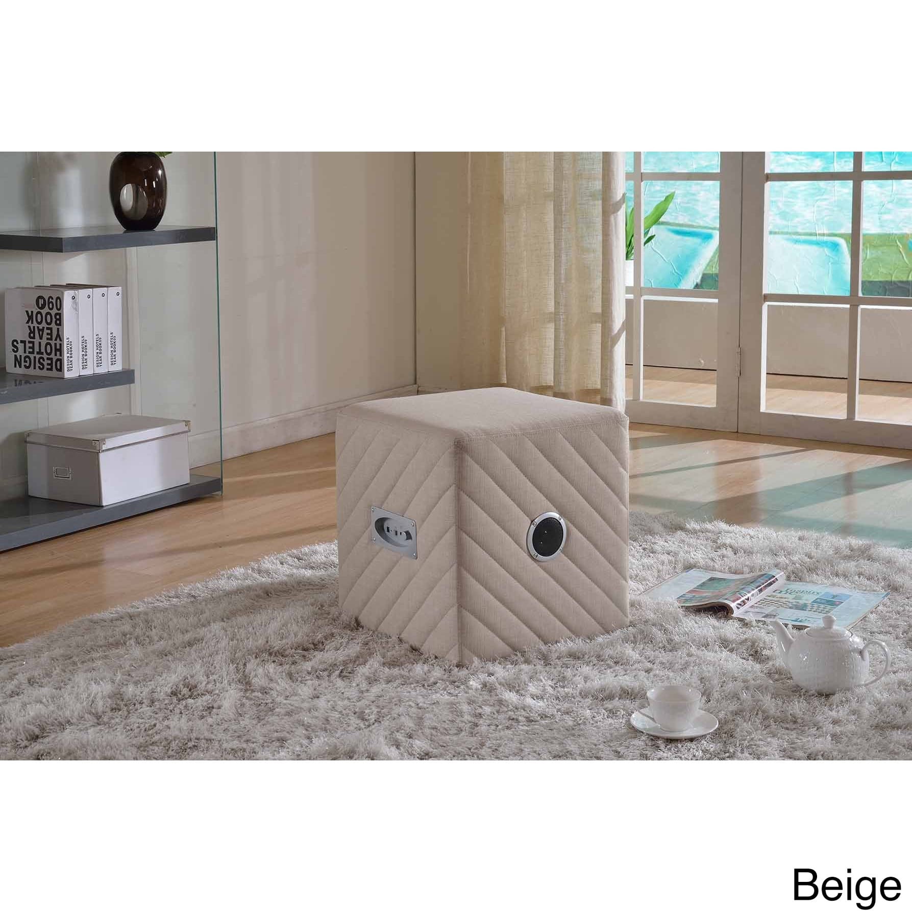 US Pride Furniture Caitlin Ottoman with Built-in Bluetooth Speaker