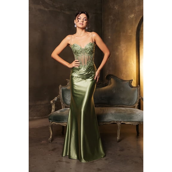 Women's May Queen Prom 2026 Dress Sweetheart Mermaid Formal Gown MQ2139 Olive Green 14