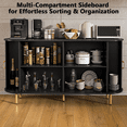 thumbnail image 4 of Waleaf 55" Sideboard Buffet Cabinet with Tambour Sliding Doors, Mid-Century Modern Fluted Console Table for Coffee Bar & Dining Room, 4 of 7