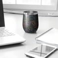 thumbnail image 3 of 12oz Stemless Wine Tumblers Black Colorful Dinosaurs Chalk Pattern Vacuum Insulated Stainless Steel Travel Tumbler Cups Mug with Lid and Straw for Champaign,Cocktail,Beer with Cleaning Brush, 3 of 5
