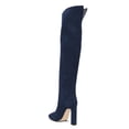thumbnail image 4 of FSJ Women Chunky High Heel Thigh High Boots Round Closed Toe Stretch Over The Knee Long Boot Side Zip Walking Comfort Shoes Size 16 Navy, 4 of 4