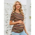 thumbnail image 3 of Maternity Shirts Women's Casual Tops Pregnancy Short Sleeve Striped Ruched Side Tunic Top, 3 of 5