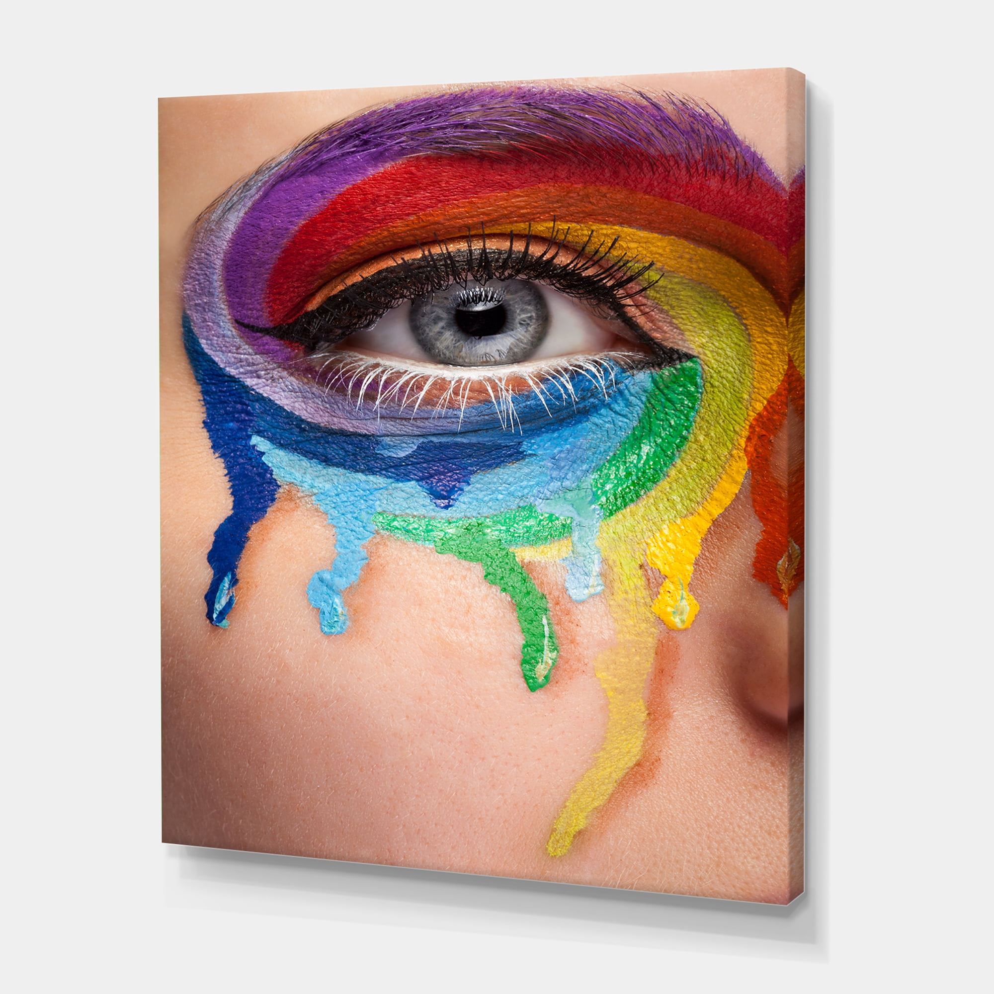 Designart ' Close Up Eye With Colourful Cry In A Wheel Arround ' Modern Canvas Wall Art Print