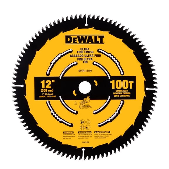 DEWALT Miter Saw Blade Fine Finish DWA112100 - 100 Tooth Ultra Sharp Carbide - 12 in