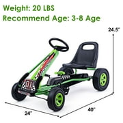 Costway Go Kart 4 Wheel Pedal Powered Kids Ride On Toy w/ Adjustable Seat Green