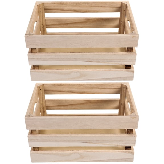 VERDANVERSE 2pcs Wooden Organizer Rectangular Storage Box for Home Use Natural Wood Color