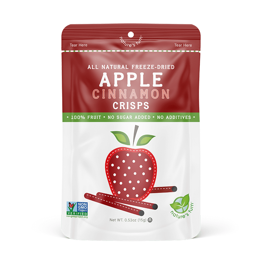 Nature’s Turn Freeze-Dried Apple Cinnamon Crisps, No Added Sugar, Healthy Natural Fruit Crisp Snack for School Lunches, 12 Pack (0.53 oz Each)
