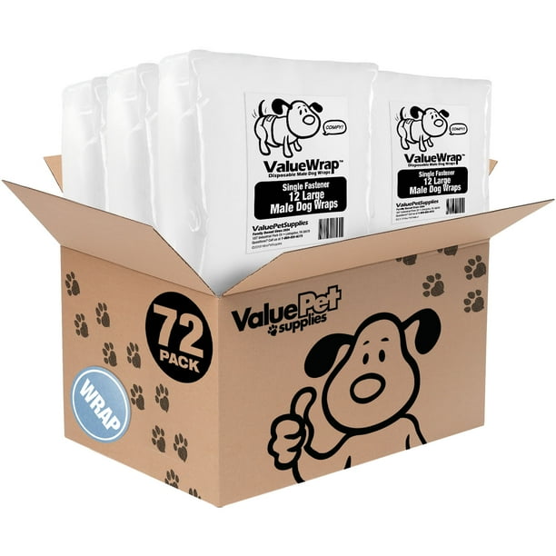 ValueWrap Disposable Male Dog Diapers, 1Tab Large, 72 Count Walmart