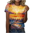 thumbnail image 1 of Penkiiy Chemises Graphiques pour Femmes Nouveau Haut Décontracté à Col Rond Manches Courtes Imprimé L Multicolore, 1 of 6
