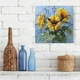 thumbnail image 3 of 7.78in Square Artistic Wall Clock Dual-Purpose Tabletop & Hanging Decor Silent Non-Ticking Clocks for Home Office 11111111 Sunflowers Painting, 3 of 7