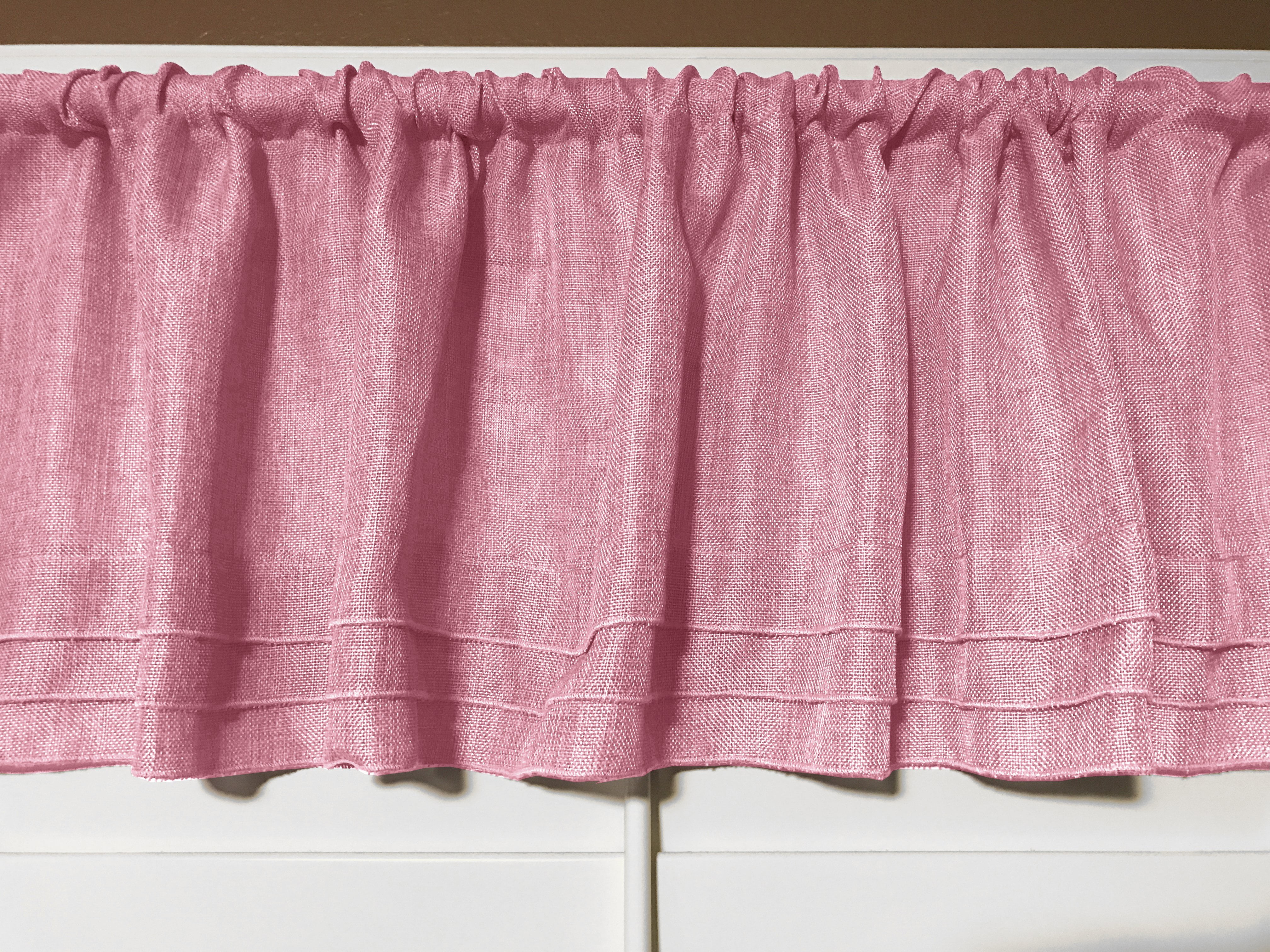 faux burlap window valance 58 wide pink with pleated ruffles Walmart