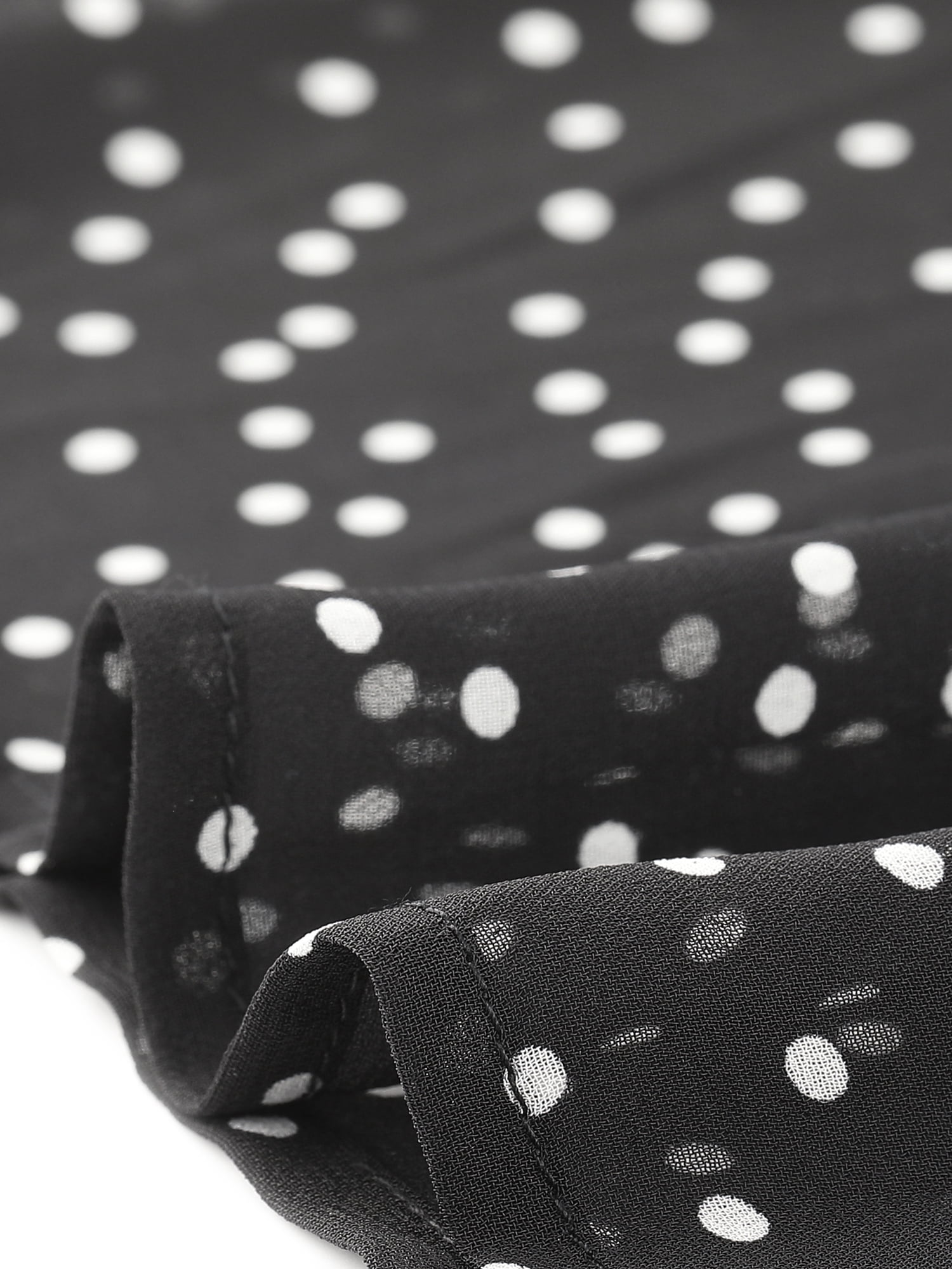 Unique Bargains Junior's Plus Size Polka Dots Bell Sleeve Female Chiffon Cardigans 1X Black