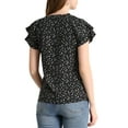 thumbnail image 3 of MODA NOVA Juniors Floral V Neck Tiered Short Sleeve Button Down Summer Blouse, 3 of 6