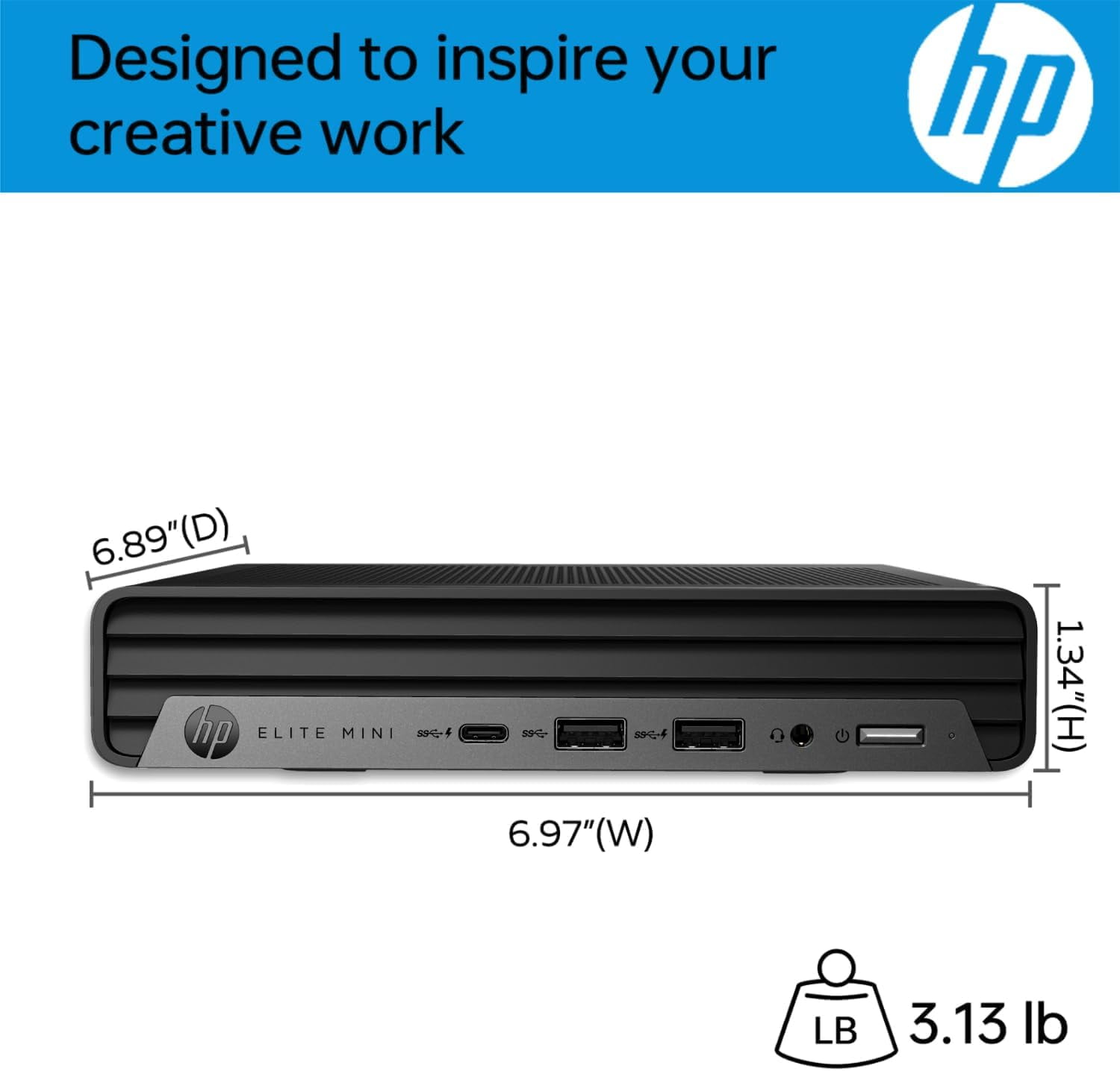 HP EliteDesk 805 G8 Mini Business Desktop, AMD Ryzen 5 5650G (6 Cores, Up to 4.4GHz), 16GB RAM, 256GB SSD, Dual 4K Support, USB-C, DP Port, Wi-Fi, Bluetooth, Windows 11 Pro, Keyboard & Mouse Included
