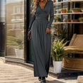thumbnail image 3 of Womens Lace Patchwork Deep V-Neck Long Sleeve Slit Elegant Maxi Dresses Formal Wedding Guest Cocktail Evening Date Prom Long Dress, 3 of 4