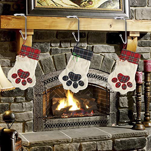 3 Piece Christmas Stockings Hook Anti-slip Fireplace Hanging Hanger Tool Mantel 