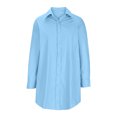 thumbnail image 4 of Yuyuzo Womens Button down Shirts Long Sleeve Lapel Collared Tunic Tops Solid Color T-Shirt Dresses, 4 of 7