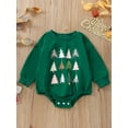 thumbnail image 2 of Qiylii Baby Girls Boys Christmas Romper Infant Round Neck Long Sleeve Christmas Tree Print Jumpsuits Bodysuits,0-18M, 2 of 9