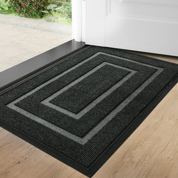 OEAKAY Door Mat Heavy Duty Welcome Mat for Front Door Stain Resistant Doormat Non-Slip Entrance Mat for Entryway, Patio, Garage, 29"x17", Gray